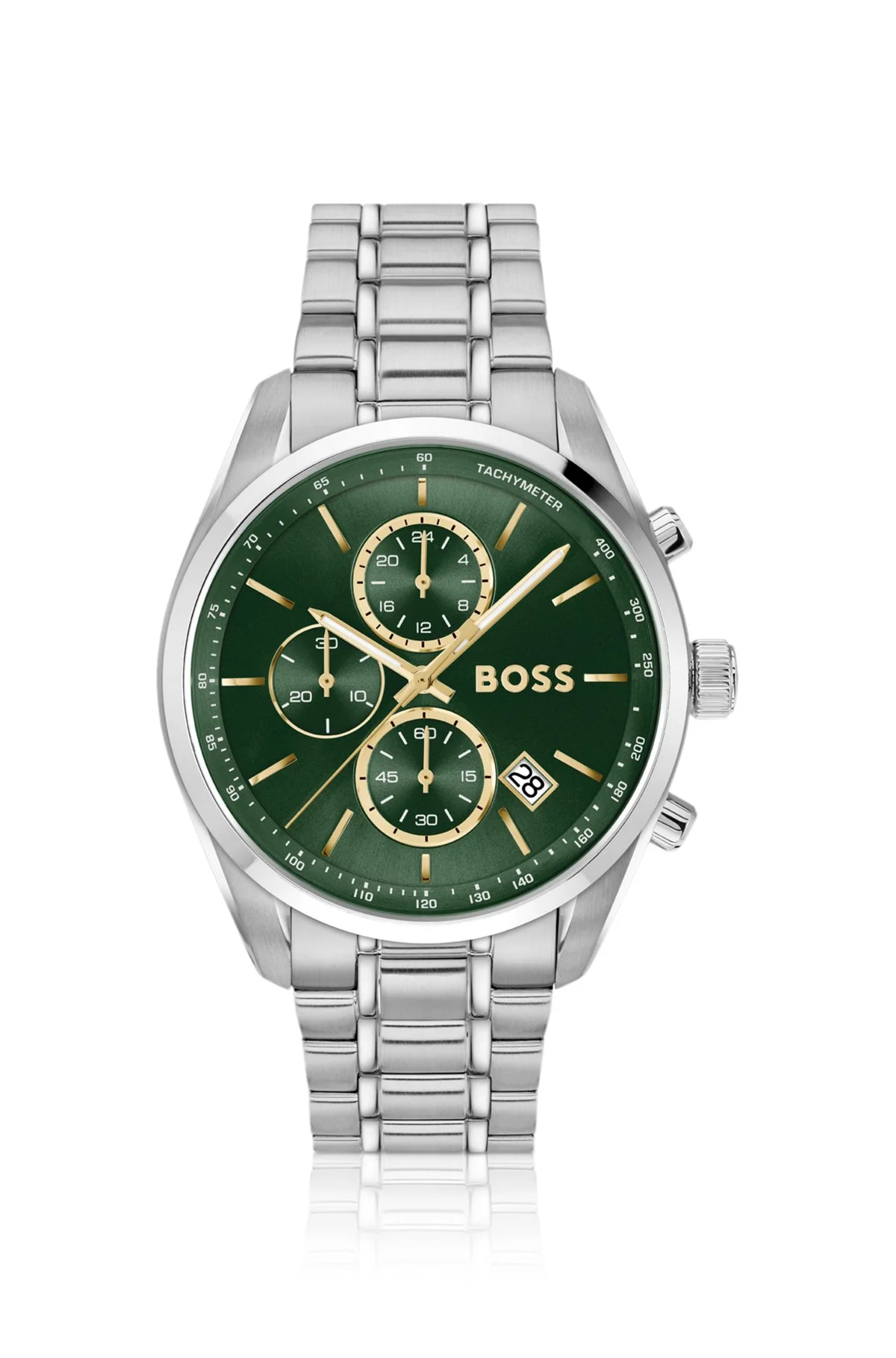 STEEL-BRACELET WATCH WITH GREEN DIAL - 1