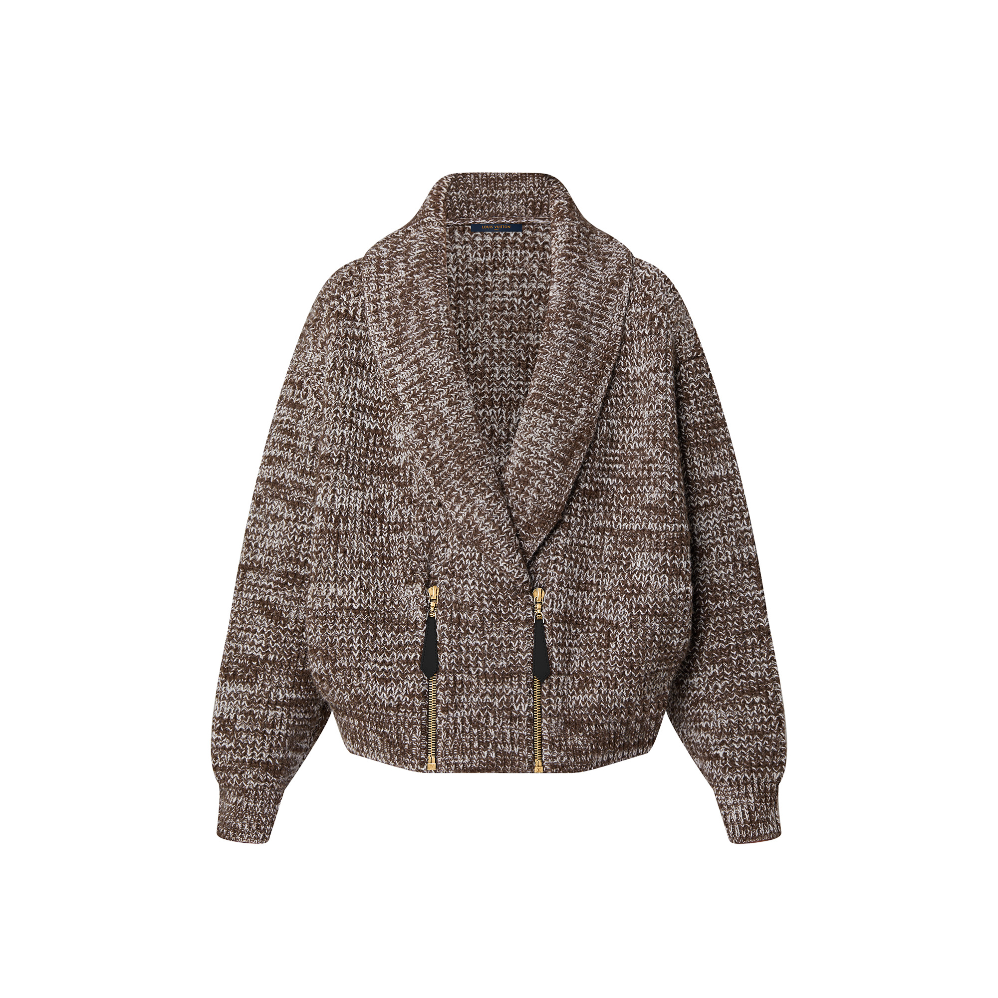 Zip-Up Shawl Collar Cardigan - 1