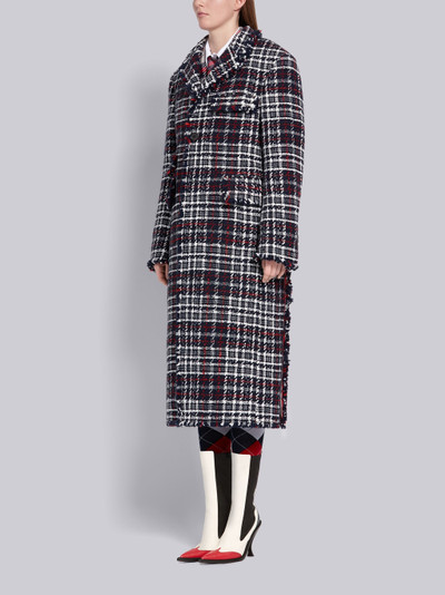 Thom Browne Navy Check Tweed Frayed Edge Ticket Pocket Long Chesterfield Overcoat outlook