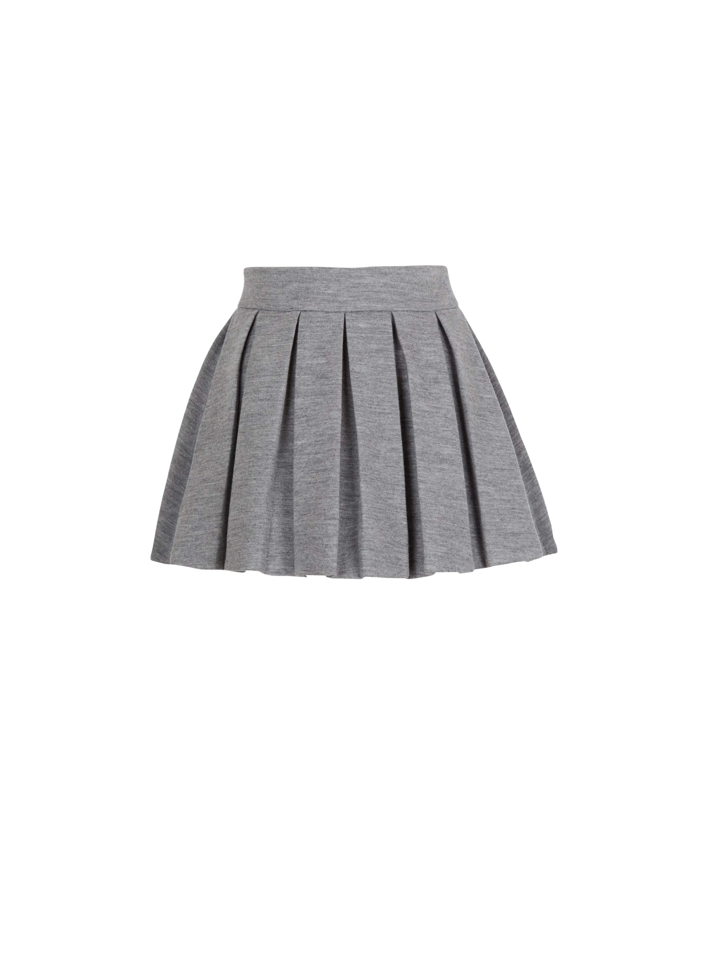 Short pleated cotton knit skirt - 1