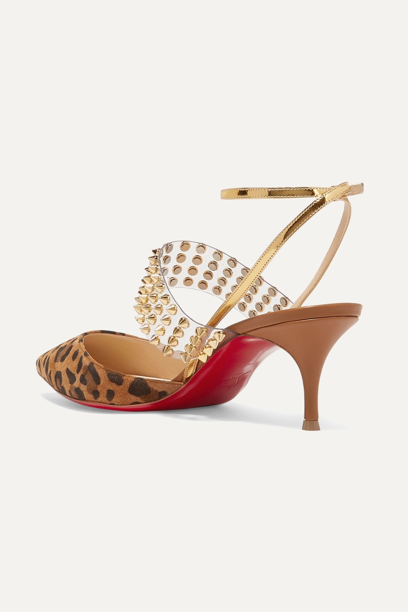 Levita 55 spiked PVC, mirrored-leather and leopard-print suede pumps - 4