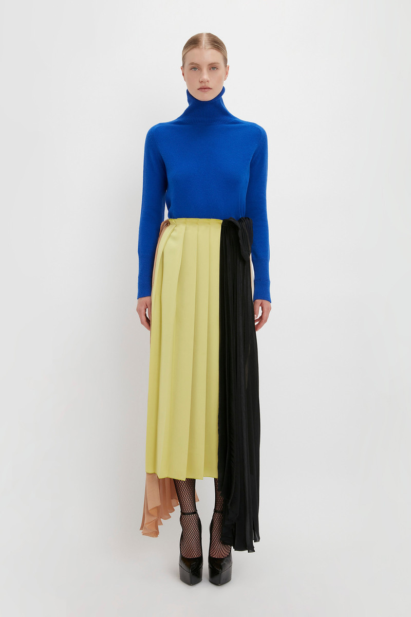 Victoria Beckham Pleated Layer Asymmetric Skirt In Multi outlook