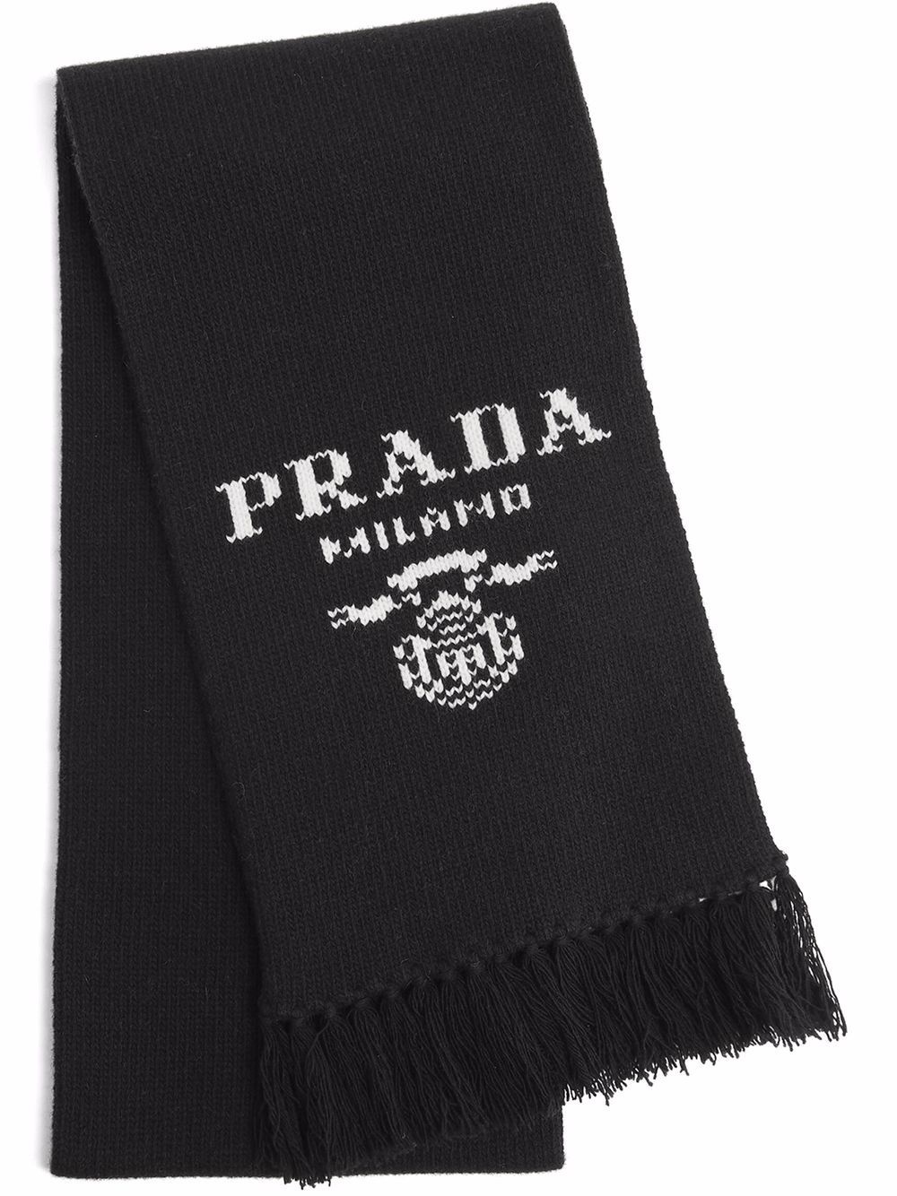 intarsia-knit logo scarf - 1