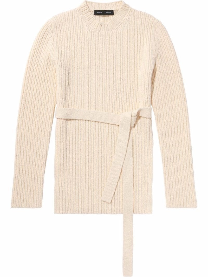 belted bouclé jumper - 1