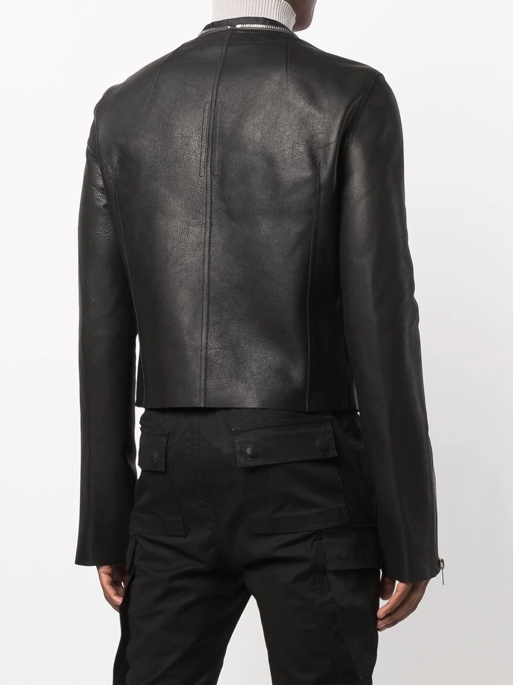 cropped leather jacket - 4