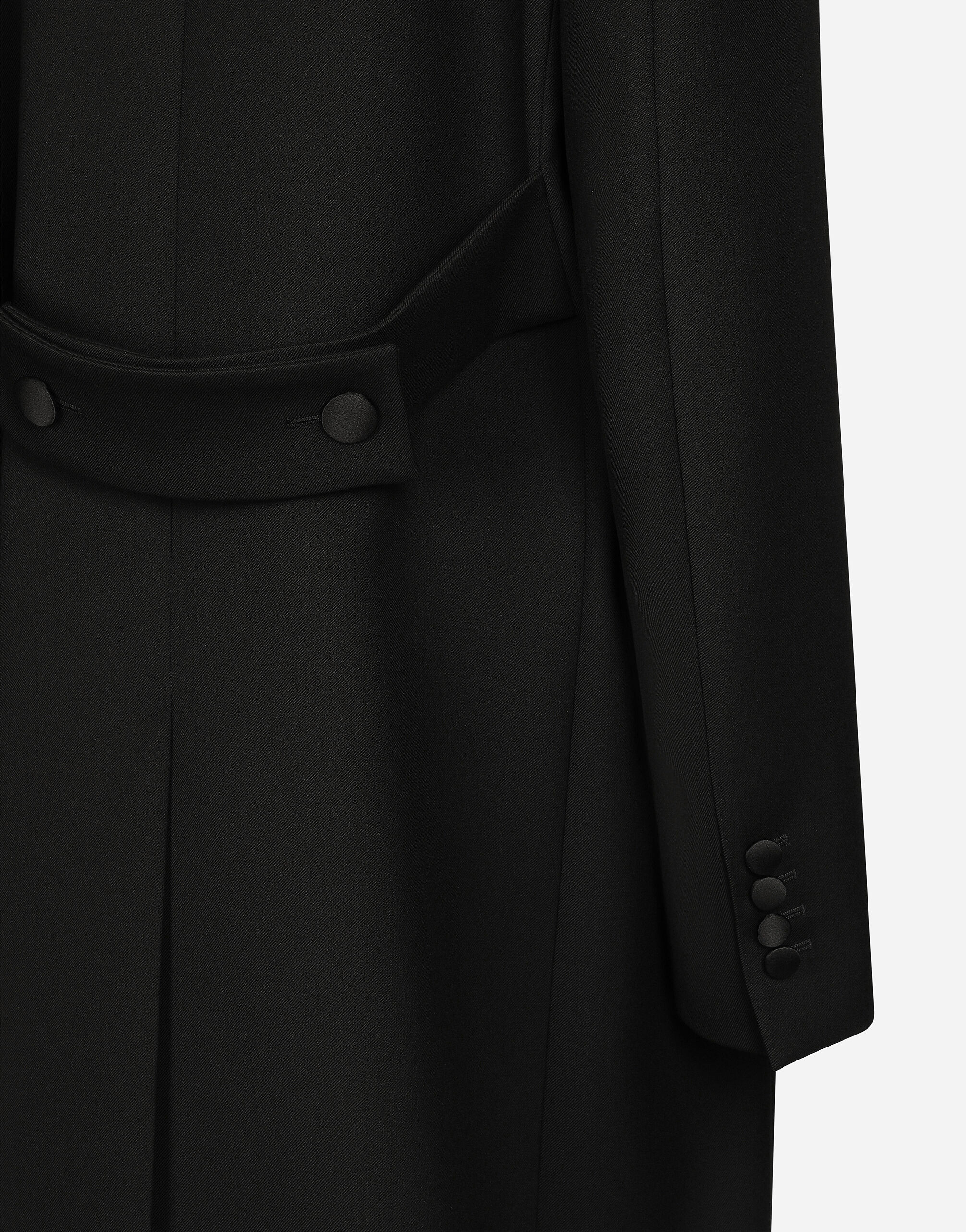 Long double-breasted tuxedo coat in double wool gabardine - 8
