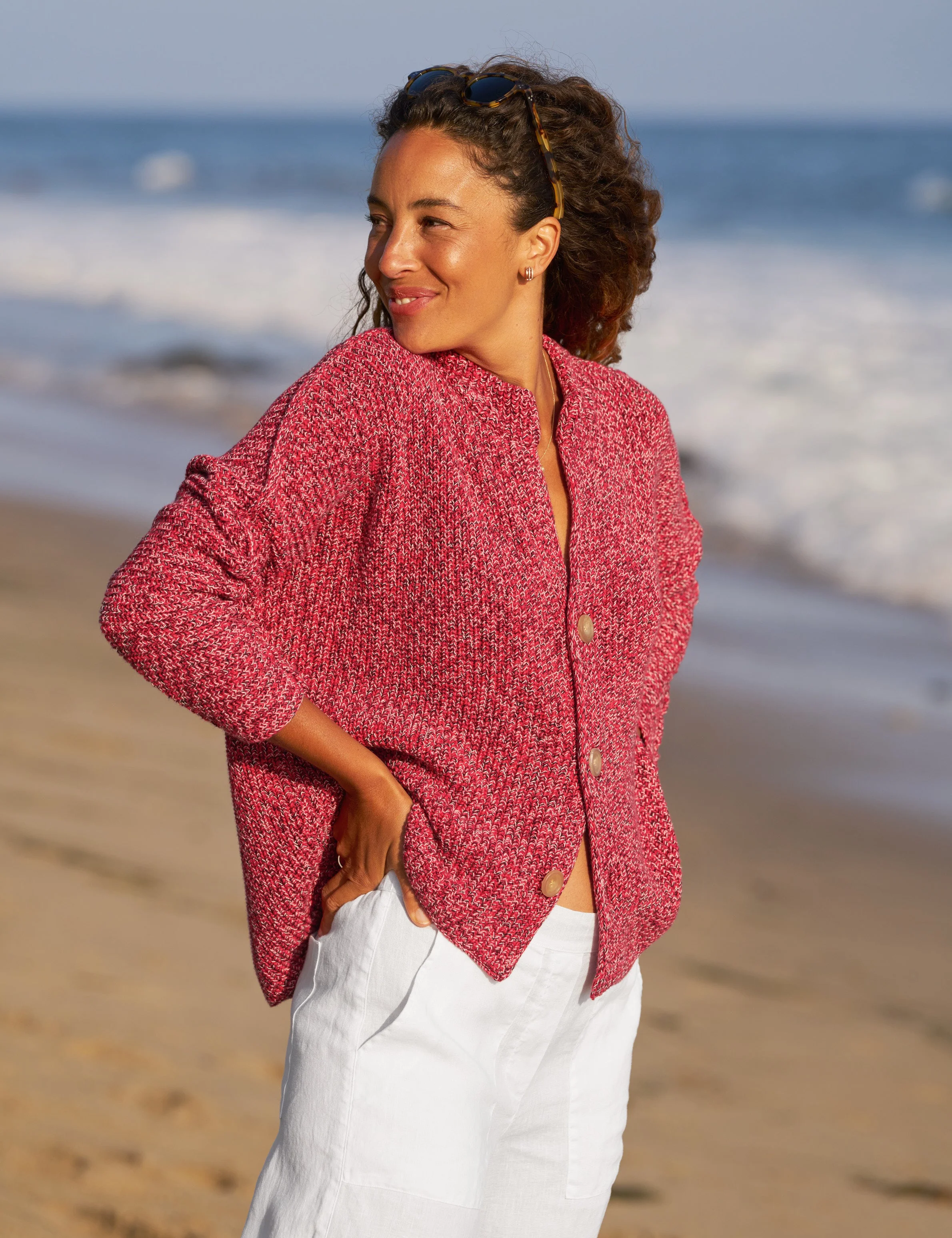 Crew Neck Cardigan - 1