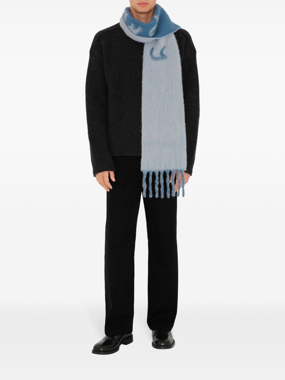 logo-intarsia reversible scarf - 7