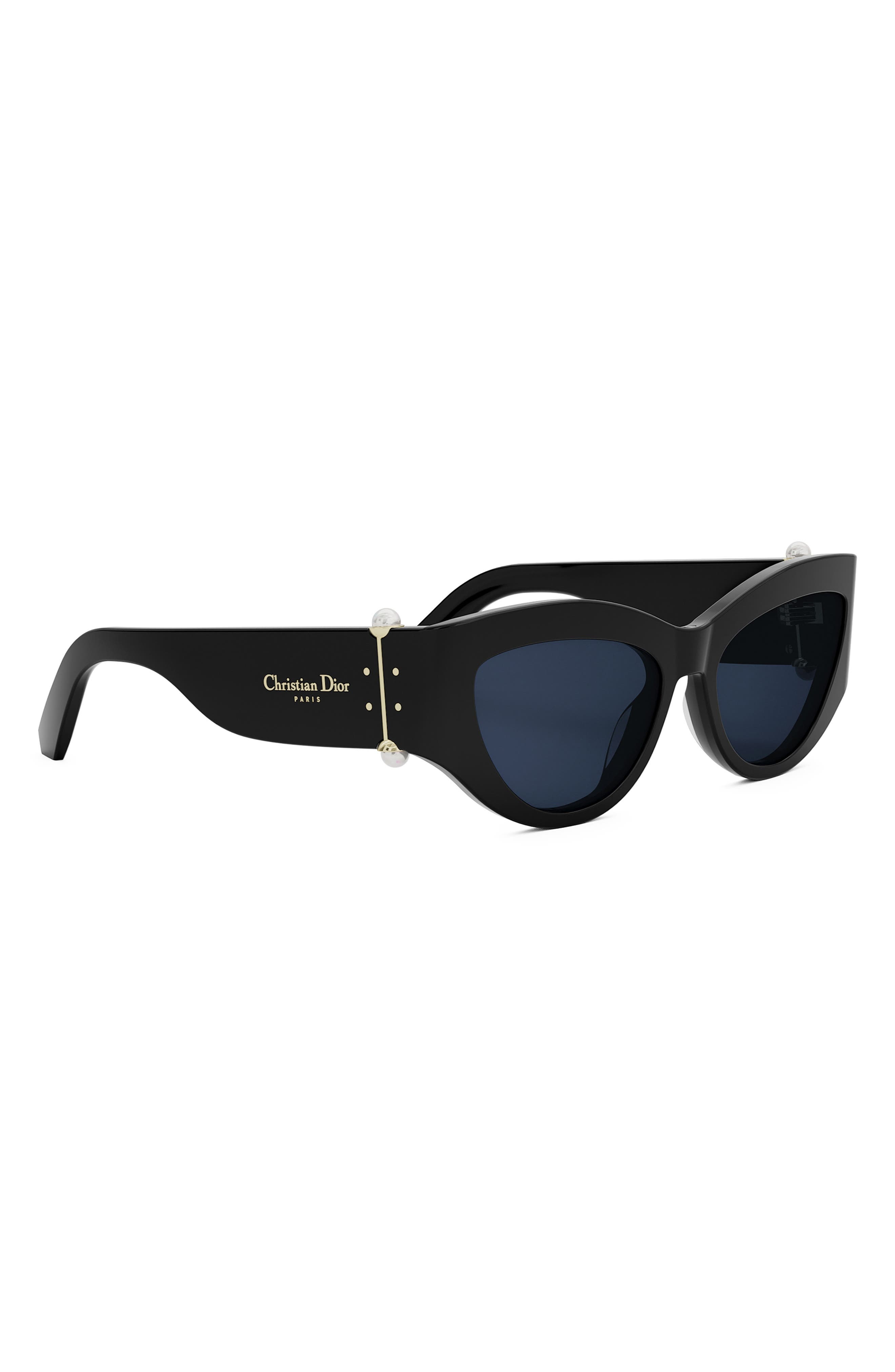 'DiorTribales B1I 55mm Cat Eye Sunglasses in Shiny Black /Blue at Nordstrom - 7