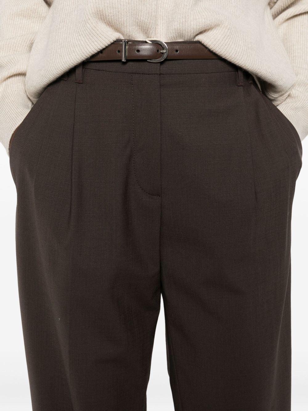 pleated wool straight trousers - 5