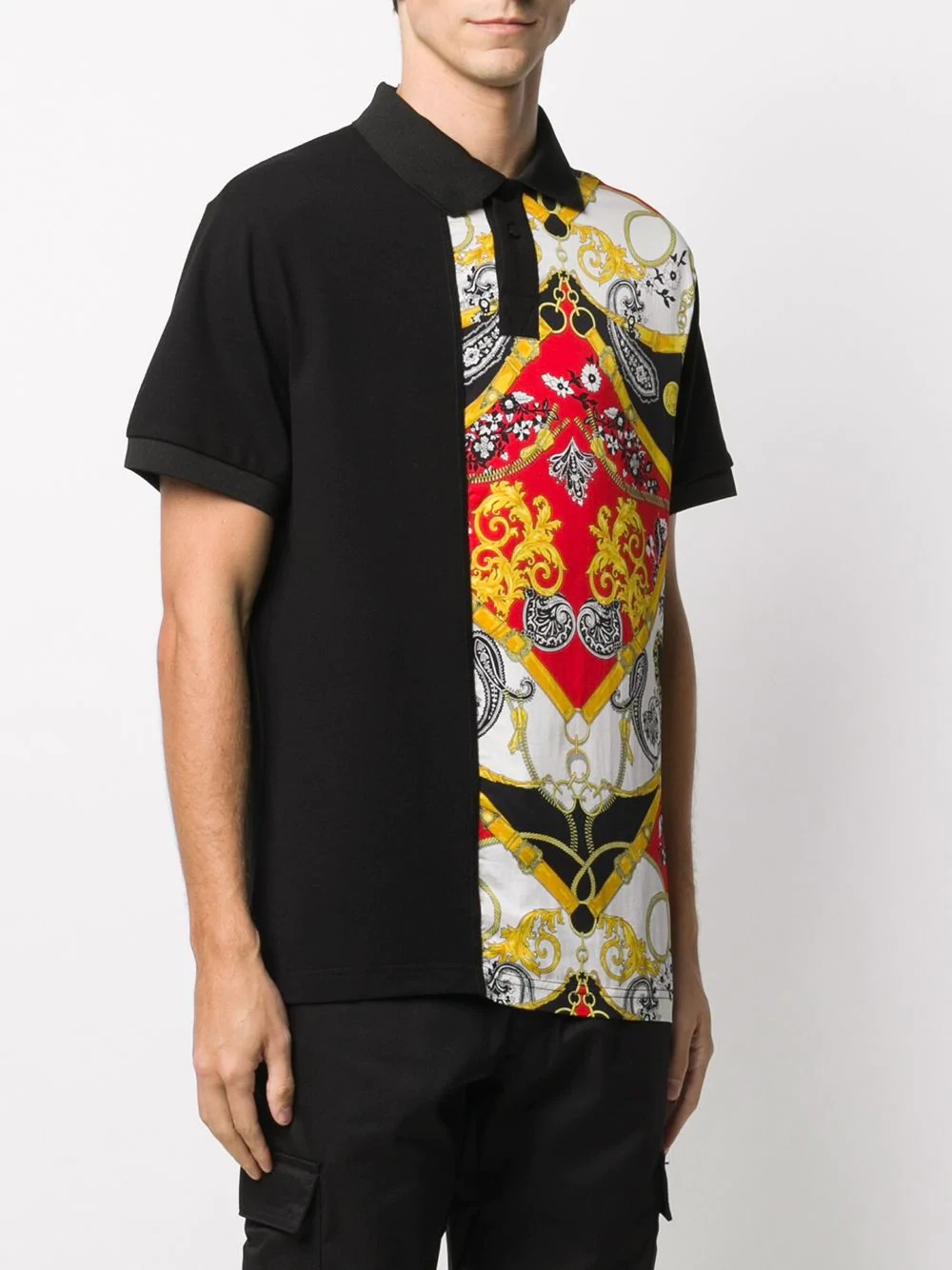 short-sleeved baroque print polo shirt - 3