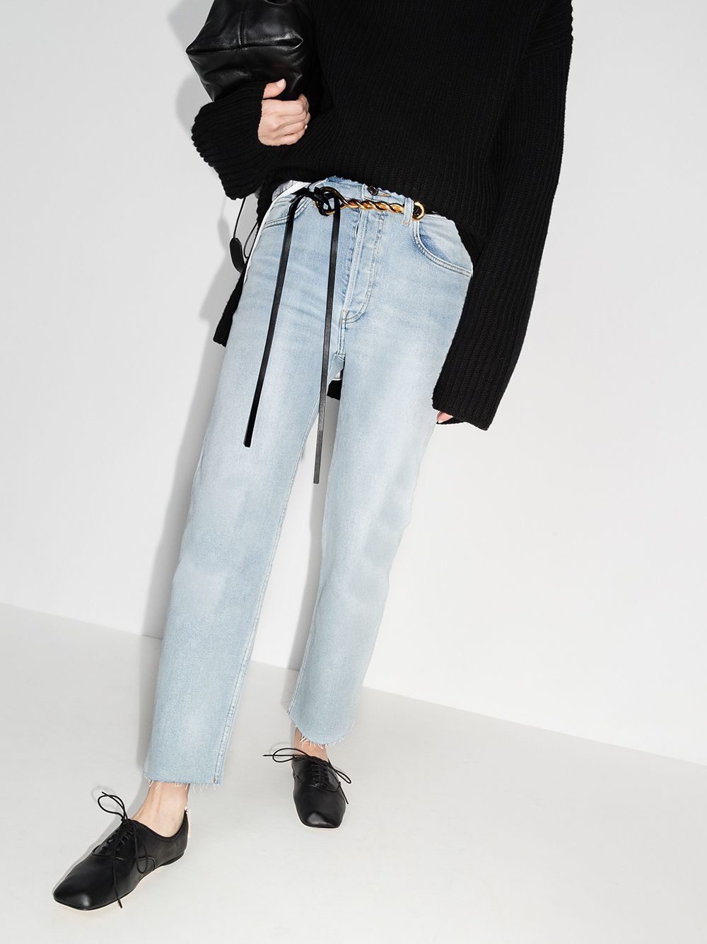 raw hem cropped jeans - 2