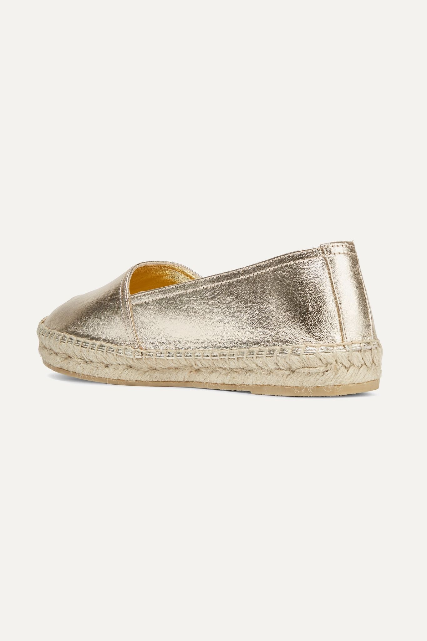 Logo-embossed metallic leather espadrilles - 4