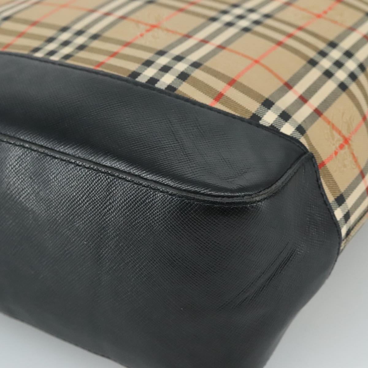 Burberry Nova Check Tote Bag Canvas Leather Beige Black Gold - 15