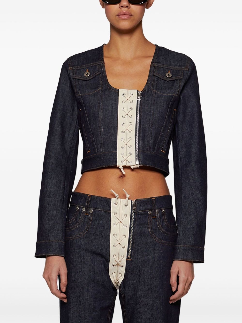 cropped denim jacket - 3