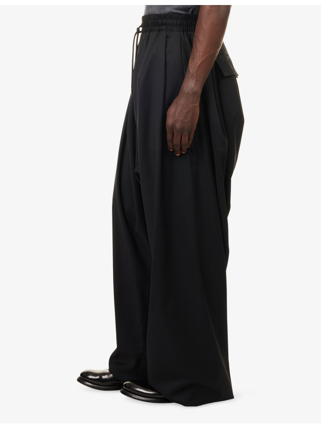 Balloon Drawstring-Waist Wool Trousers - 3