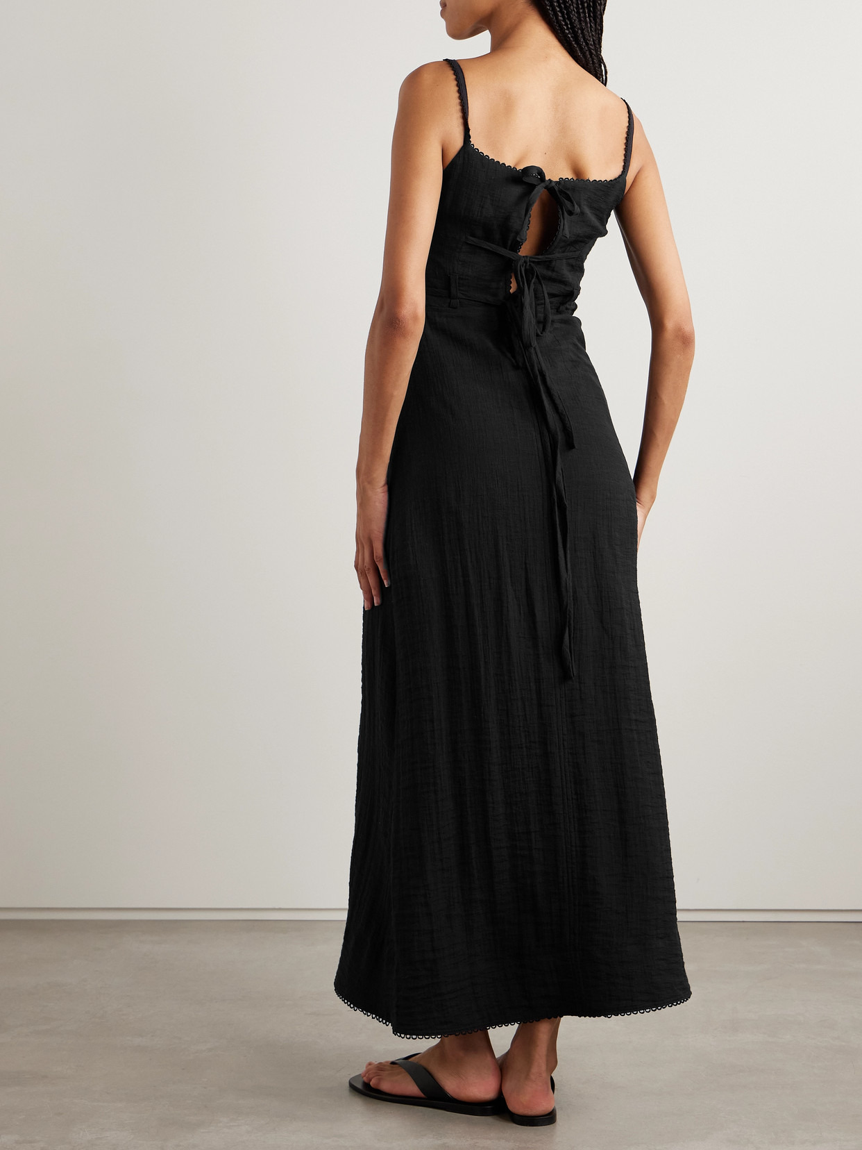 Evelyn Tie-back Crinkled-voile Maxi Dress - 3