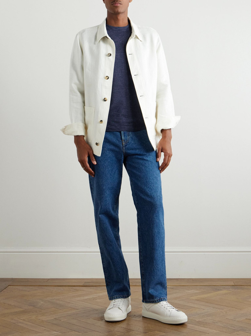 Brunello Cucinelli Linen and Cotton-Blend T-Shirt Blue outlook