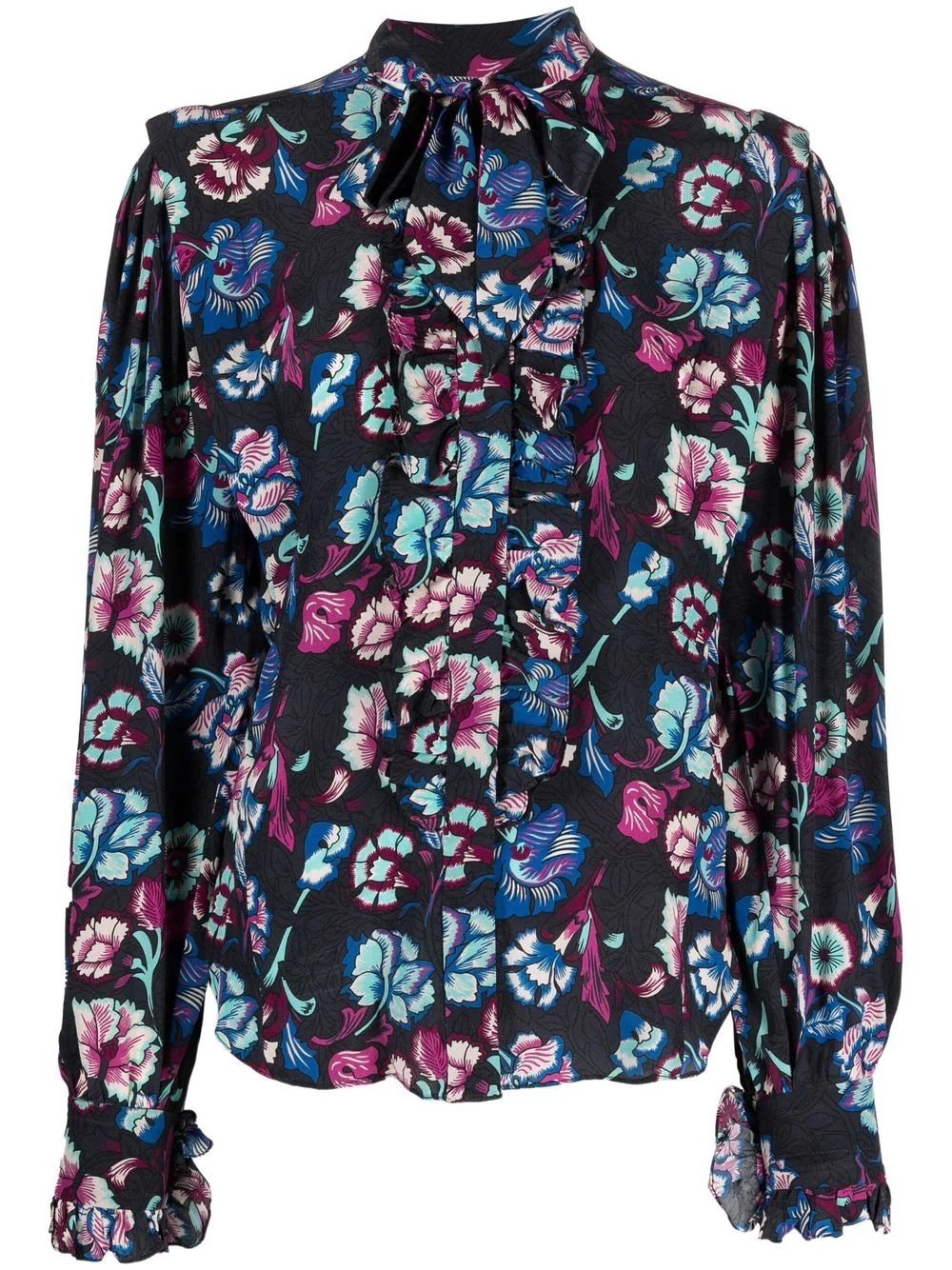 floral-print silk blouse - 1