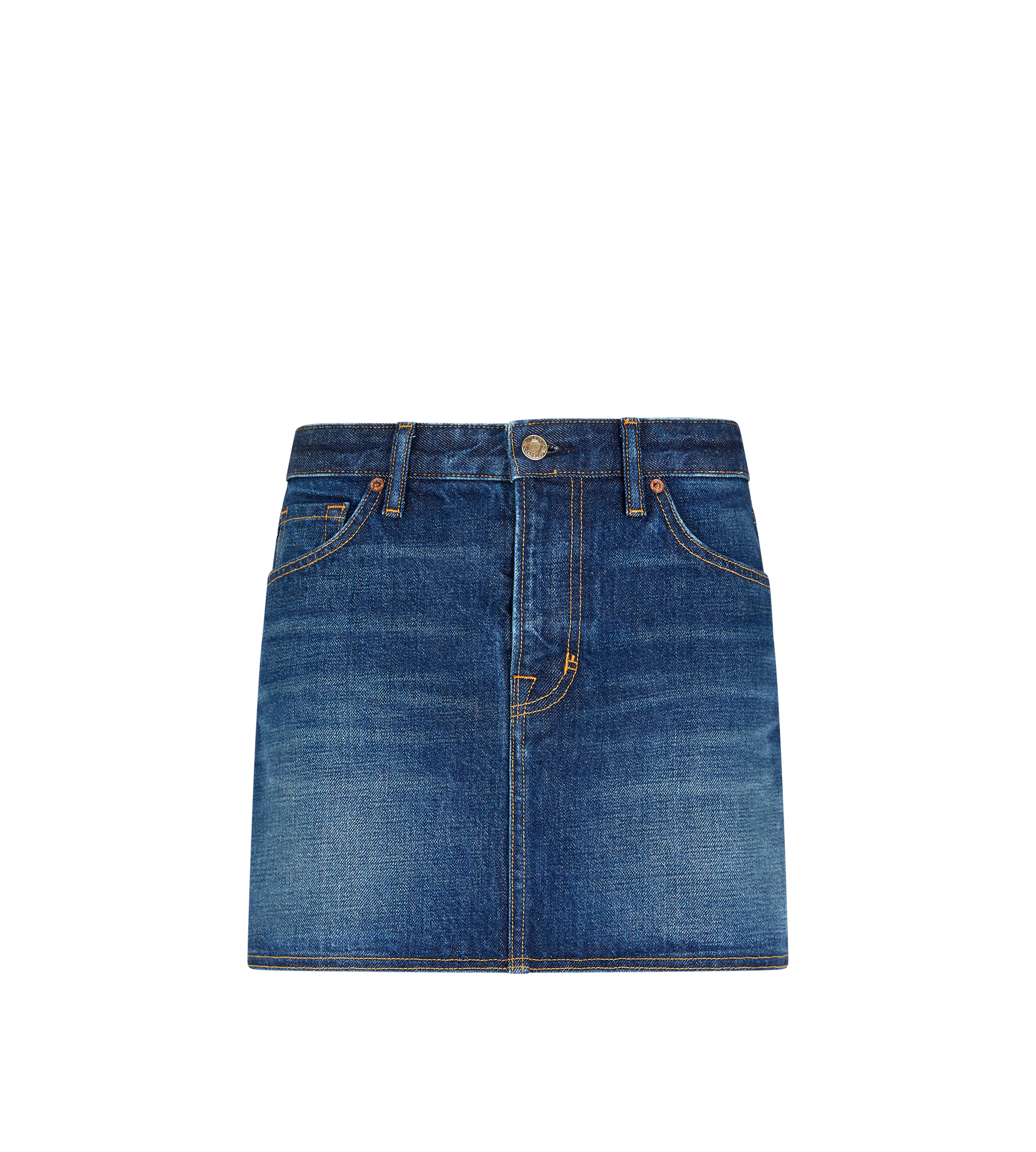 STONE WASHED DENIM MINI SKIRT - 1