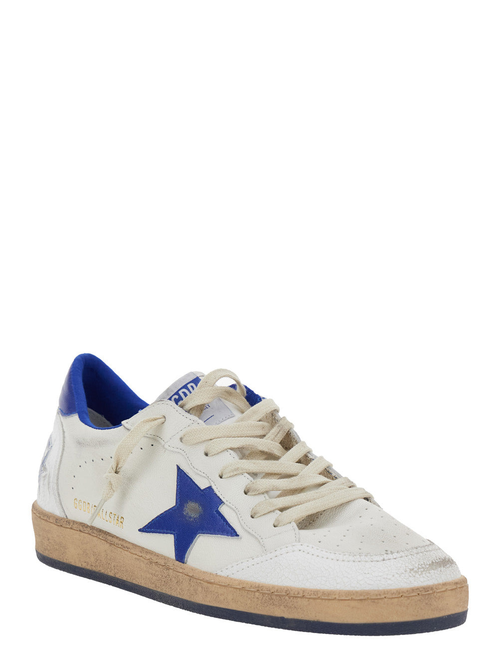 Golden Goose Men 'Ballstar' White Low Top Sneakers With Star Patch On The Side And Maxi Lettering On - 2