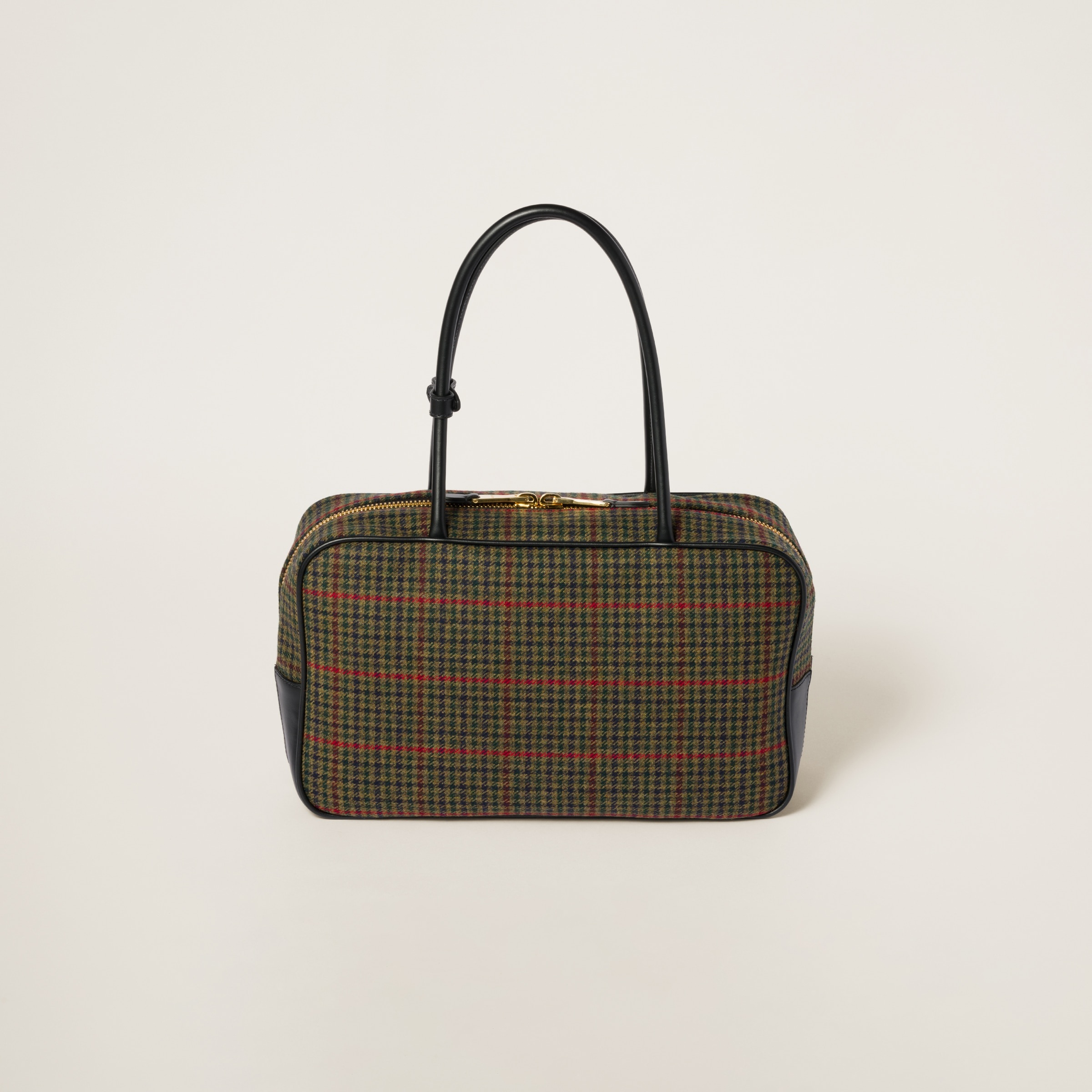 Beau tartan top-handle bag with leather details - 3