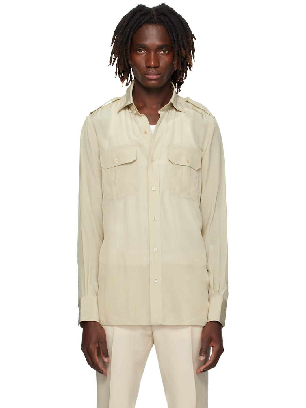 Beige Silk Shirt - 1
