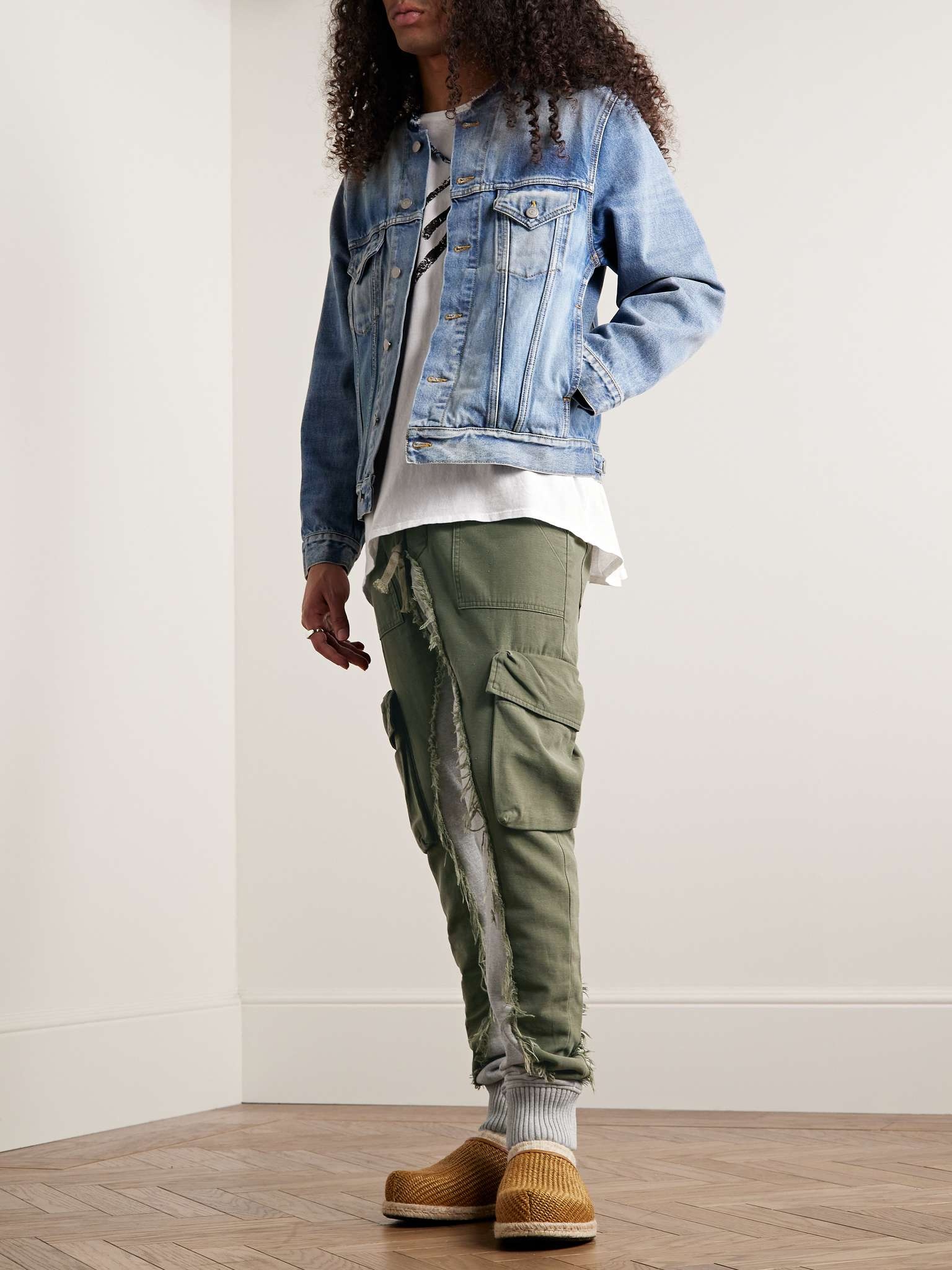 Baker 50/50 Tapered Jersey-Trimmed Frayed Cotton Sweatpants - 2