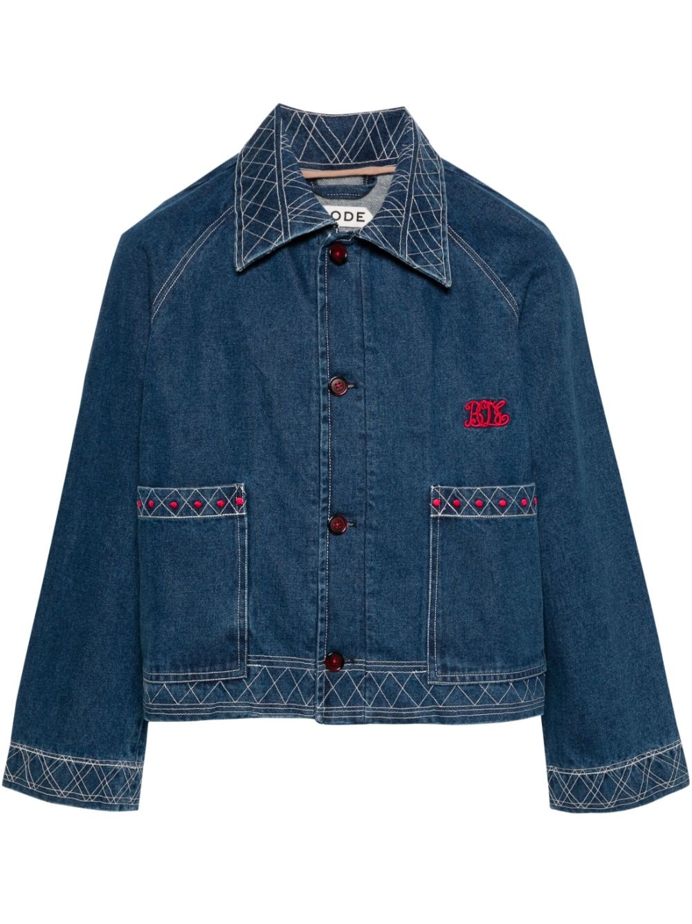 motif-embroidered denim jacket - 1