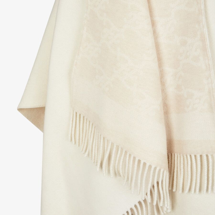 White wool and cashmere poncho - 3