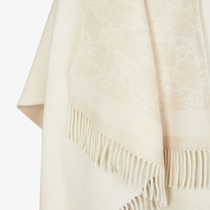 White wool and cashmere poncho 3