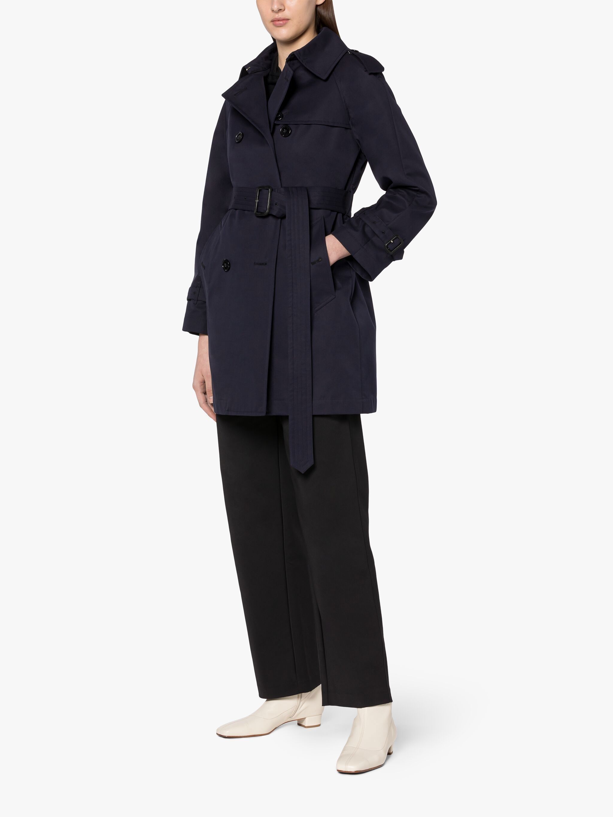 MUIE NAVY COTTON SHORT TRENCH COAT | LM-1012 - 2