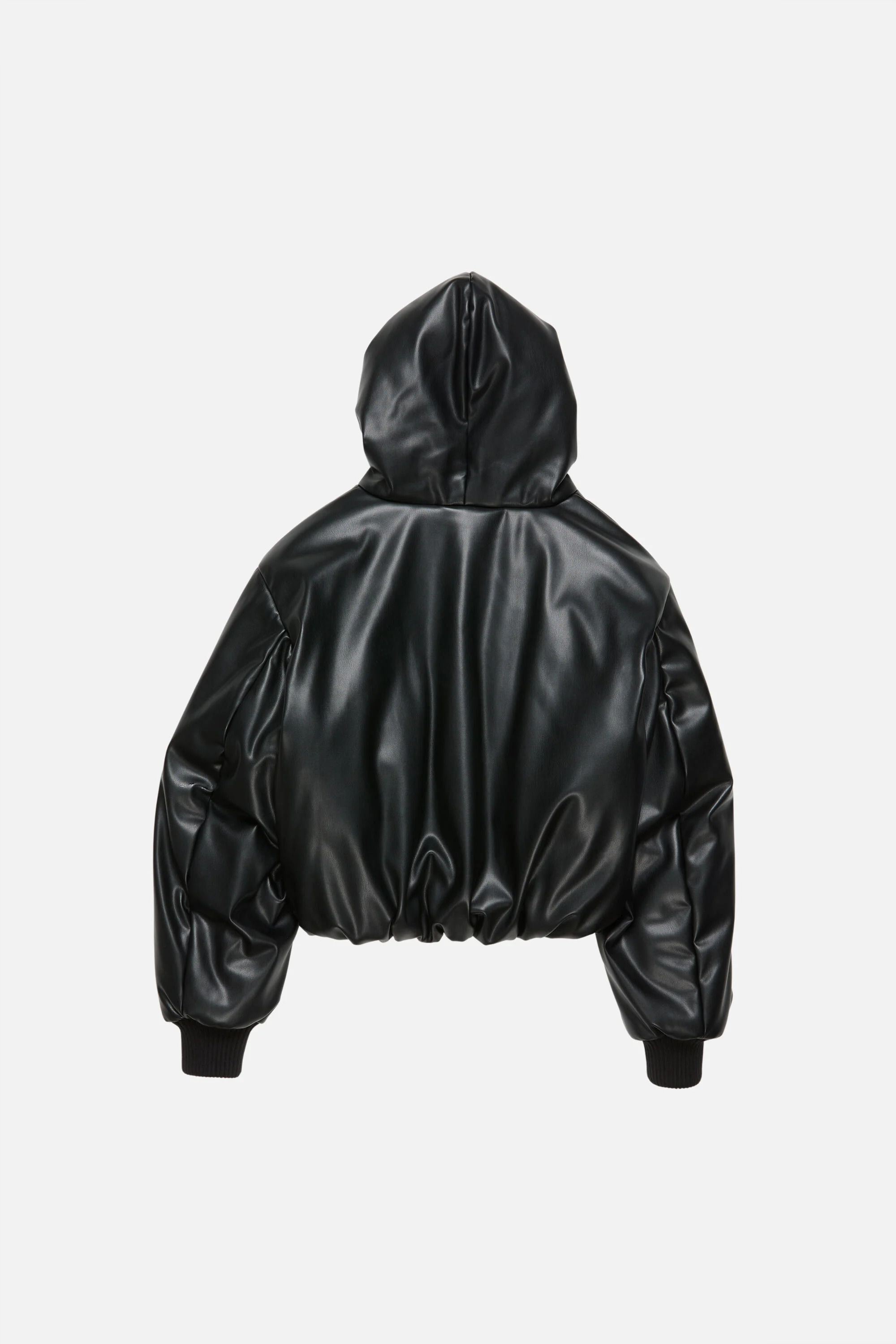 Hooded faux leather jacket - Black - 7