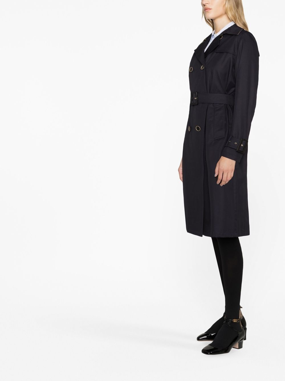 belted double-breasted trench coat - 4