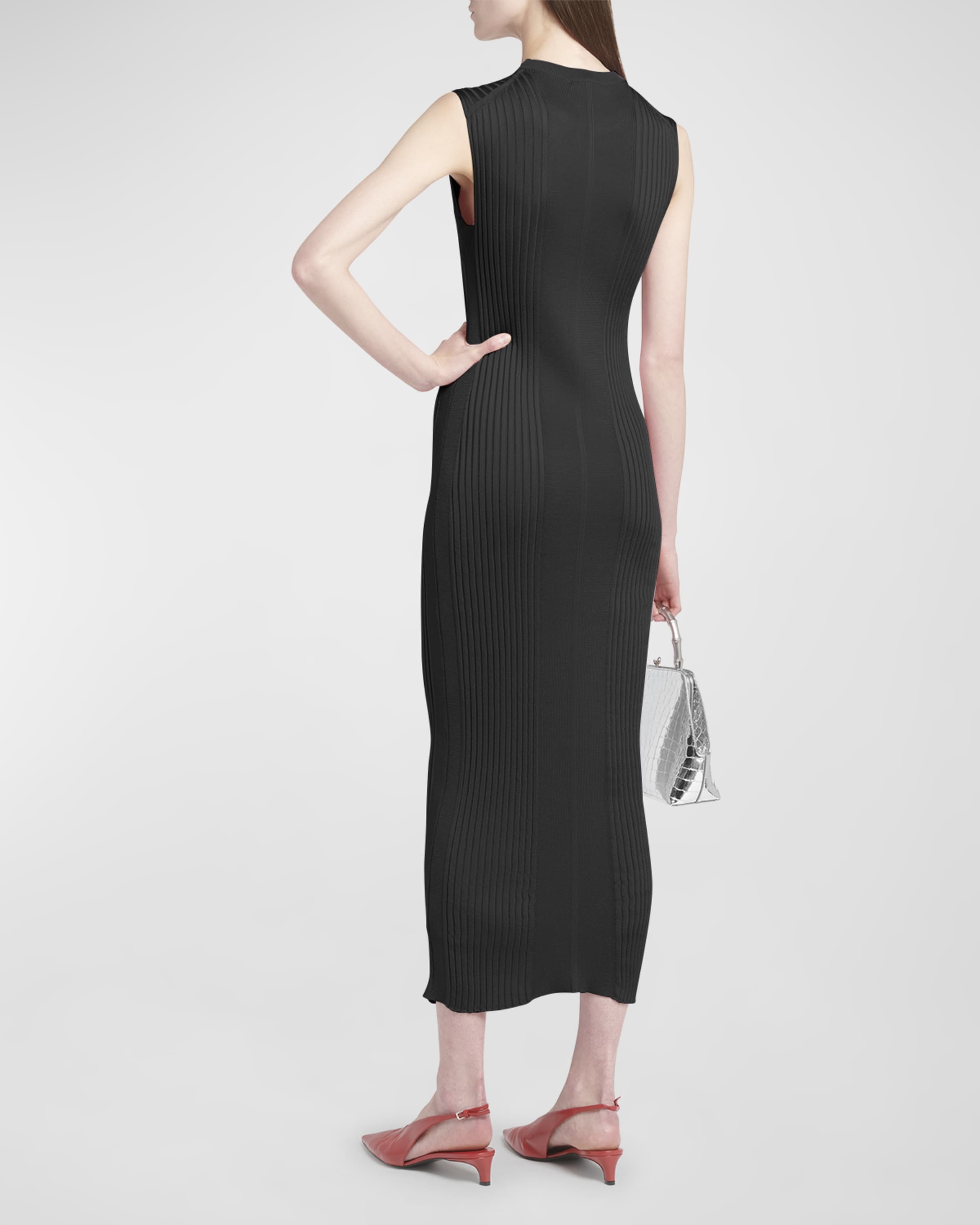 Rib Knit Sleeveless Midi Dress - 3