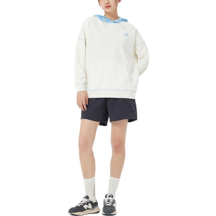 (WMNS) New Balance Lifestyle Fashion Hoodie 'White Blue' AWT23342-CIC - 3