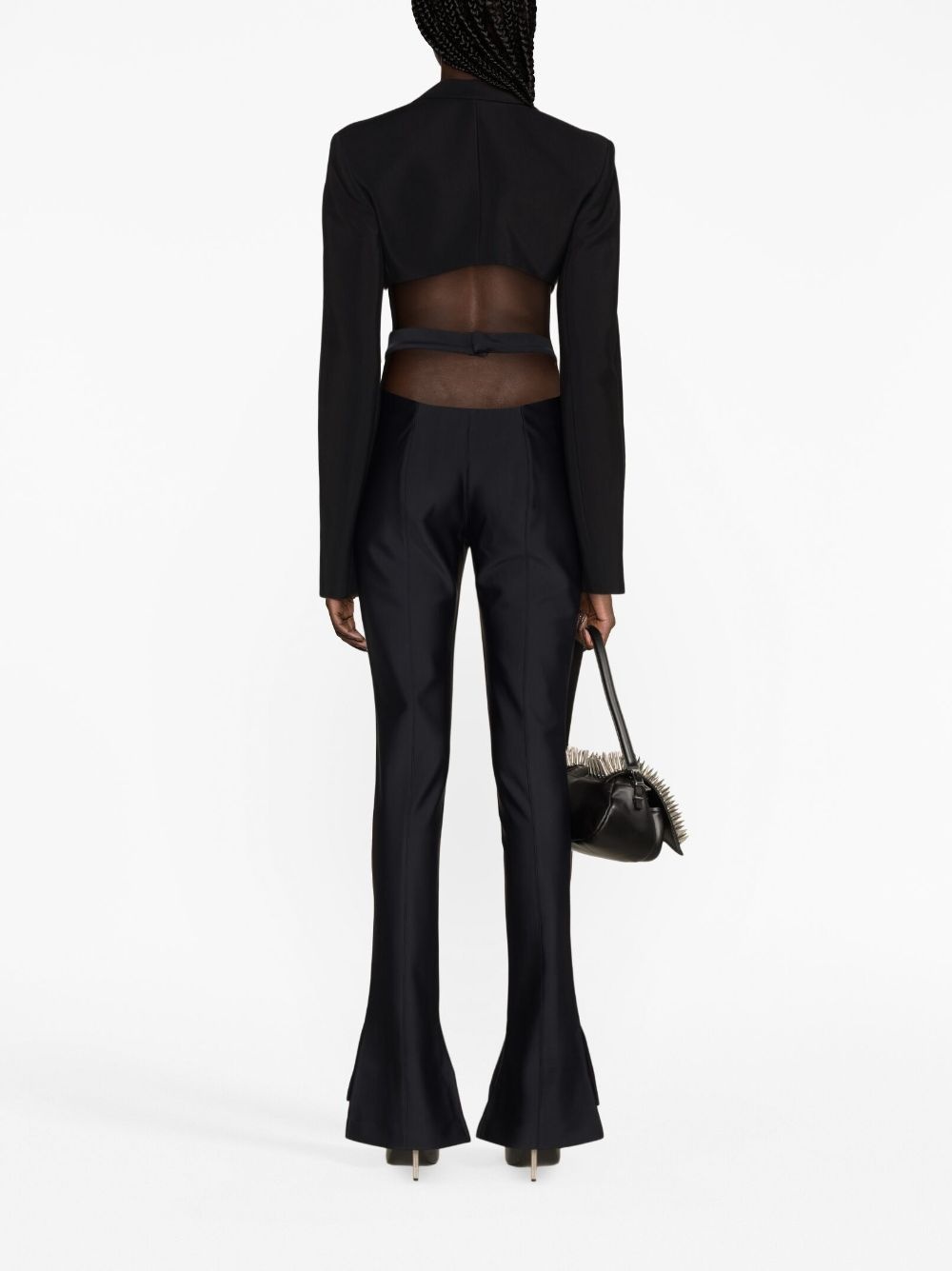 cropped twill blazer - 4