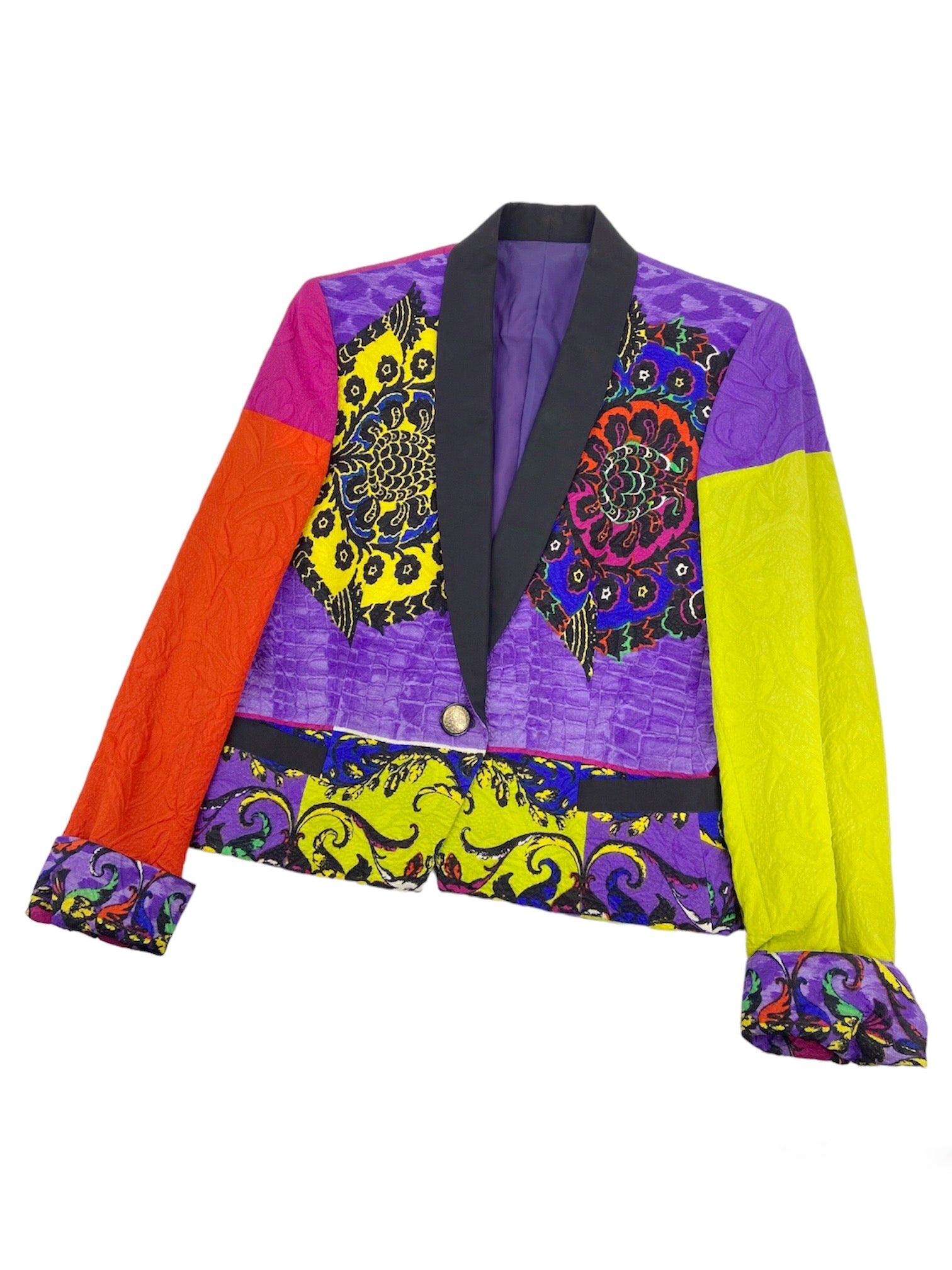 Gianni Versace Spring 1990 Colour Block Baroque Silk Blazer Jacket 44 - 6