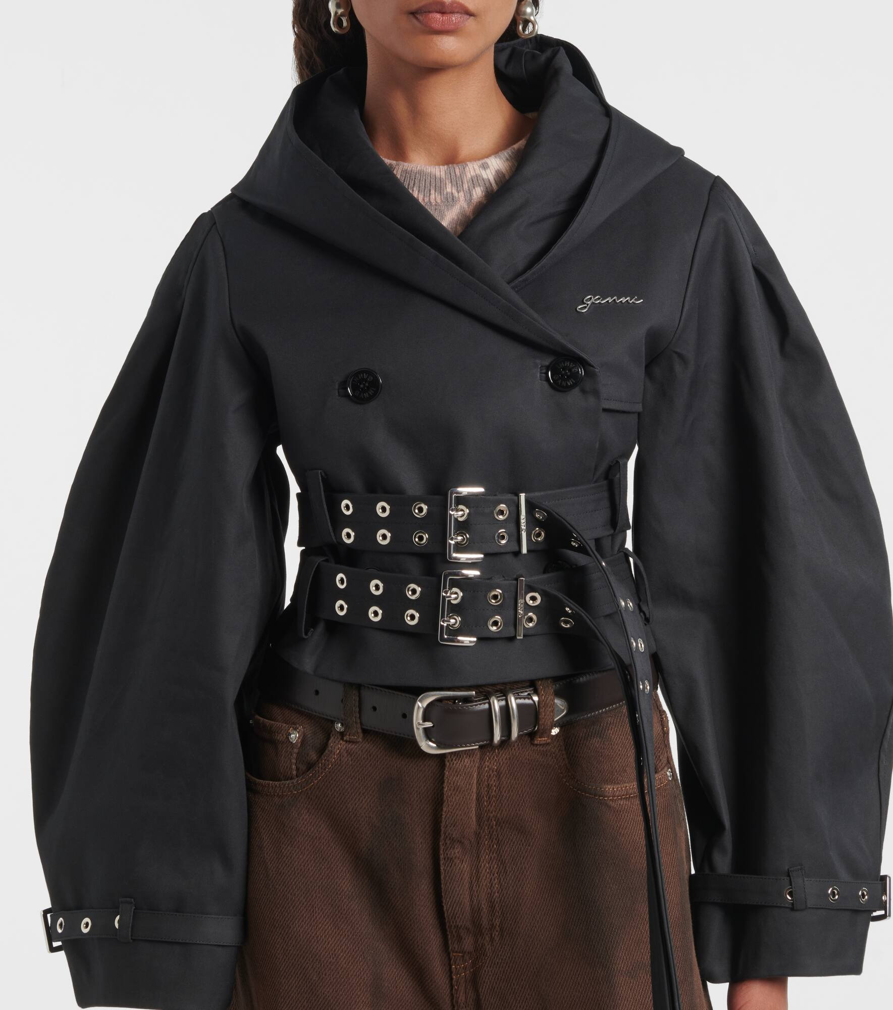Belted cropped cotton jacket - 5