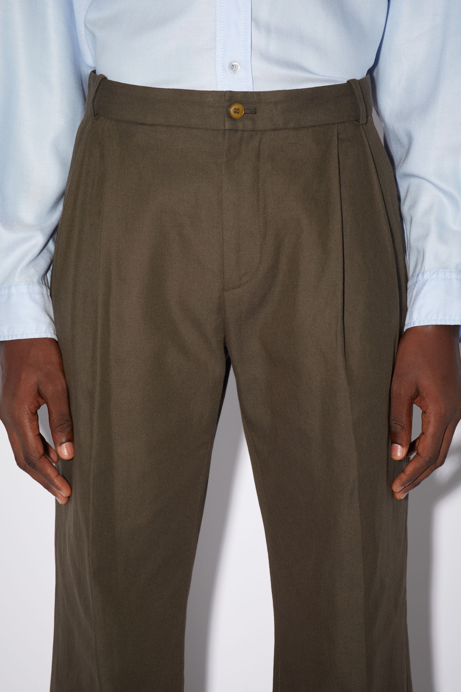 Linen blend trousers - Dark Olive - 6