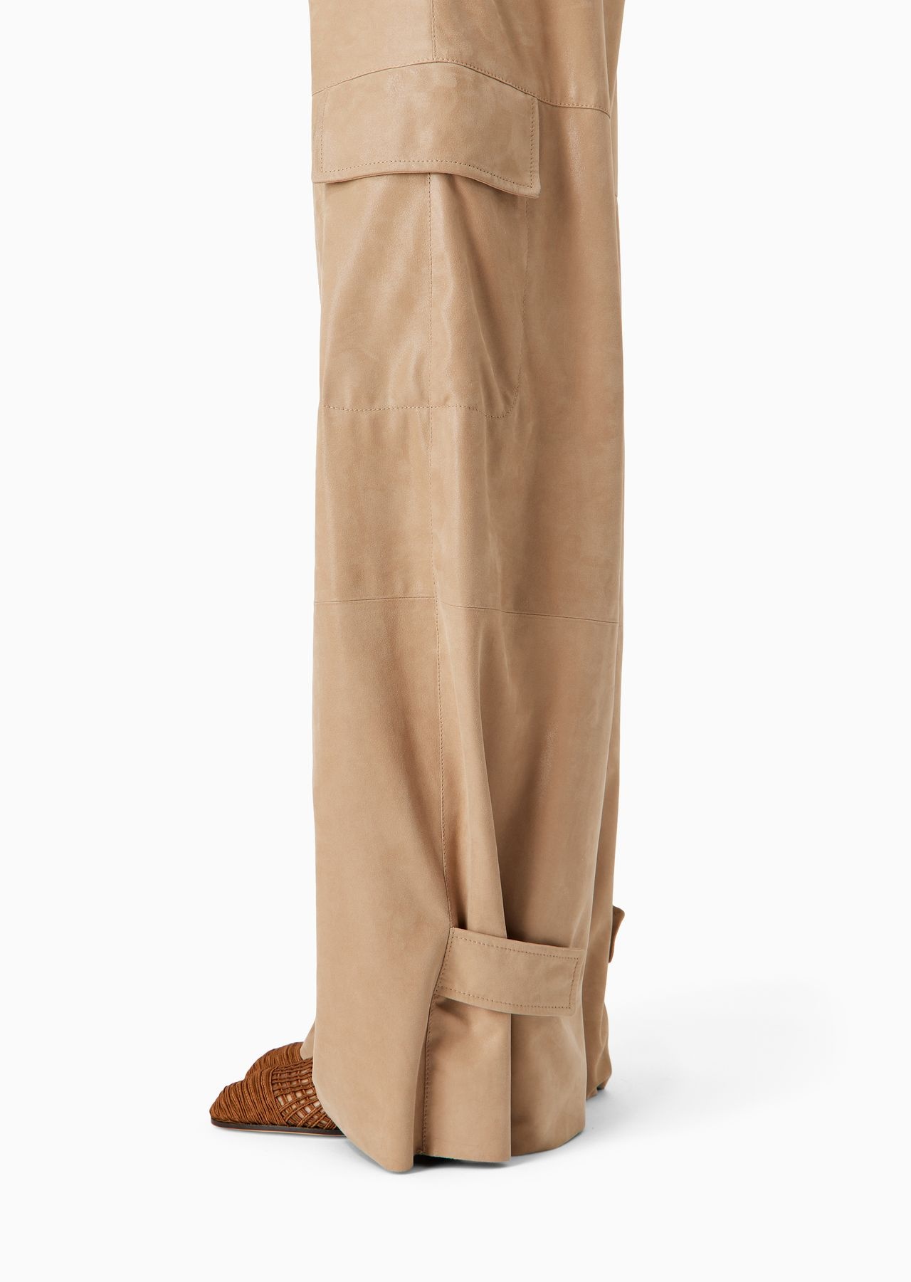 Wide-leg suede trousers with a shiny treatment - 6