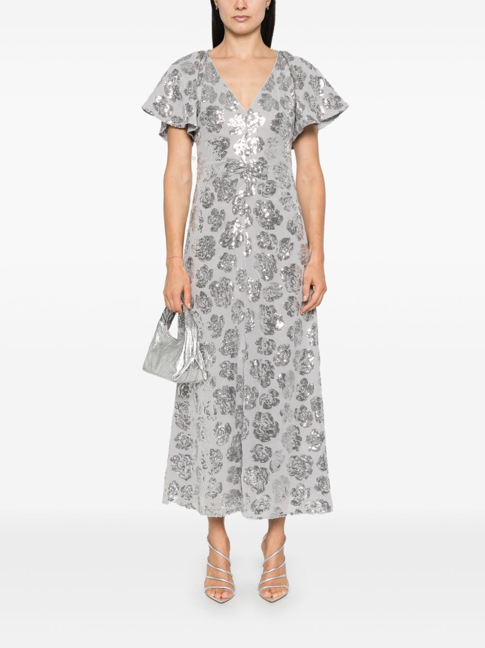 sequin-embellished chiffon midi dress - 2