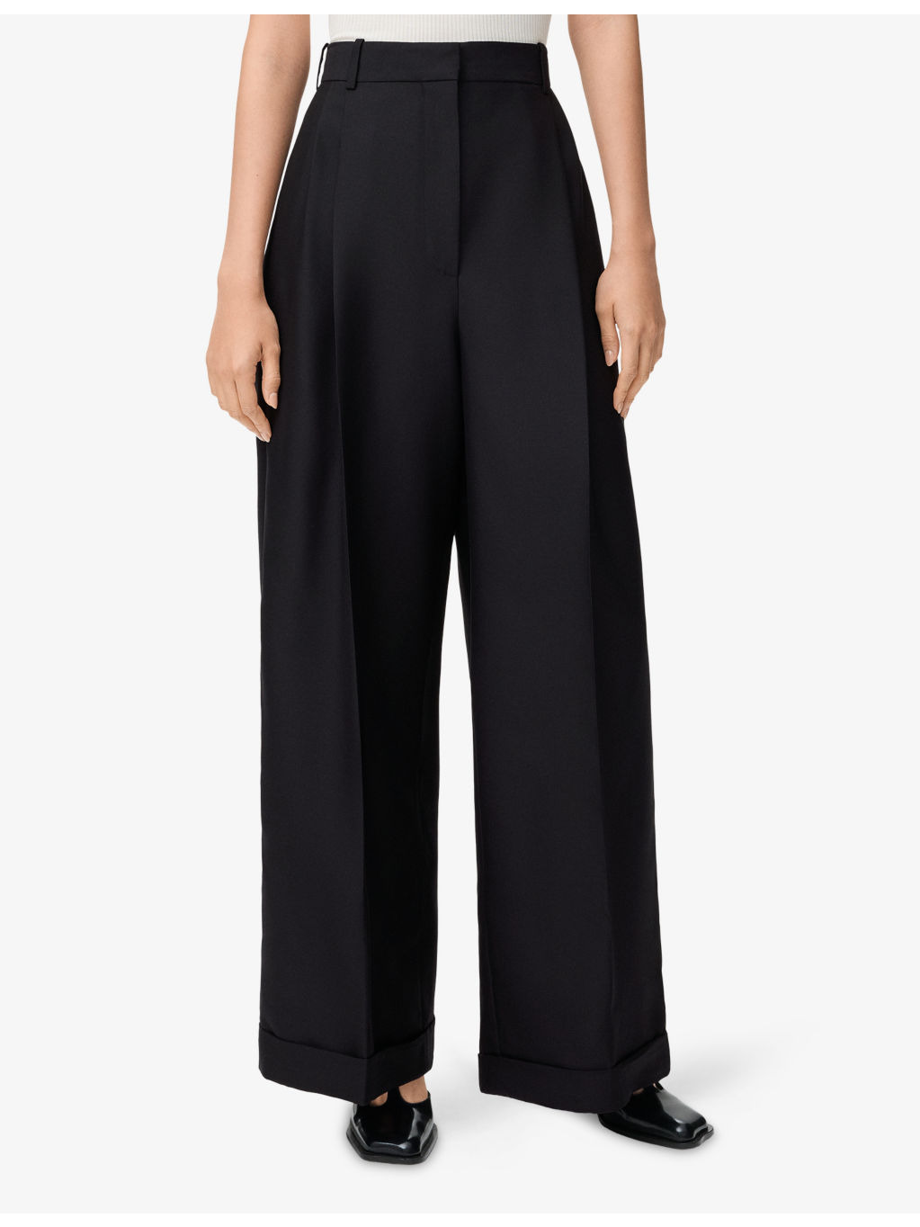 Wide-Leg High-Rise Wool-Blend Trousers - 3