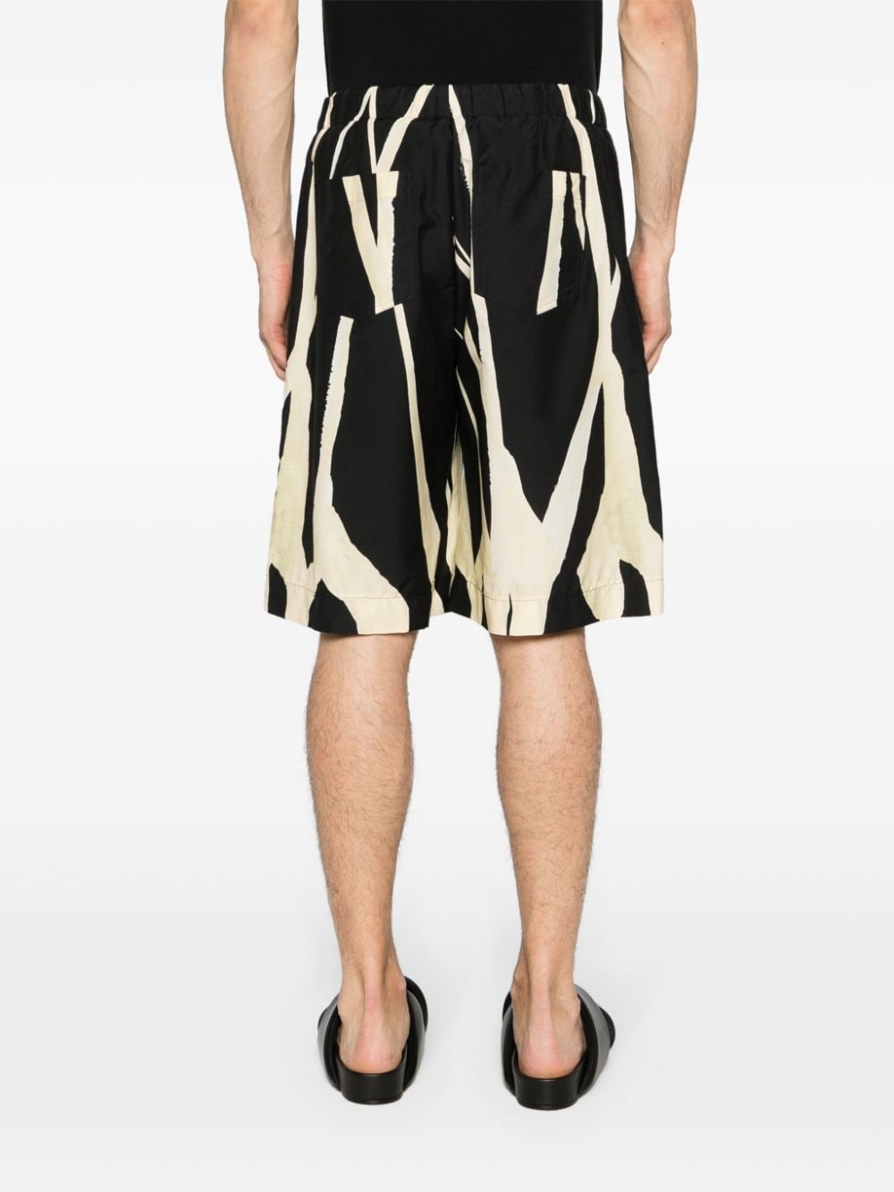 drawstring cotton-belnd bermuda shorts - 4