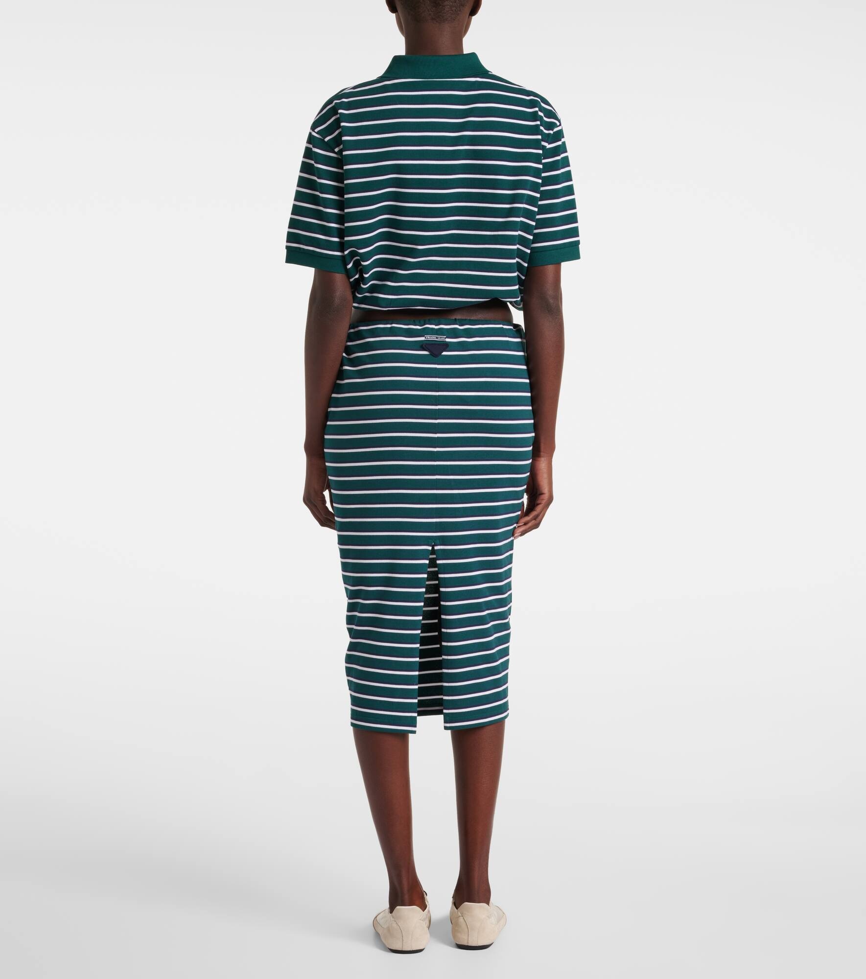 Striped cropped cotton polo shirt - 3