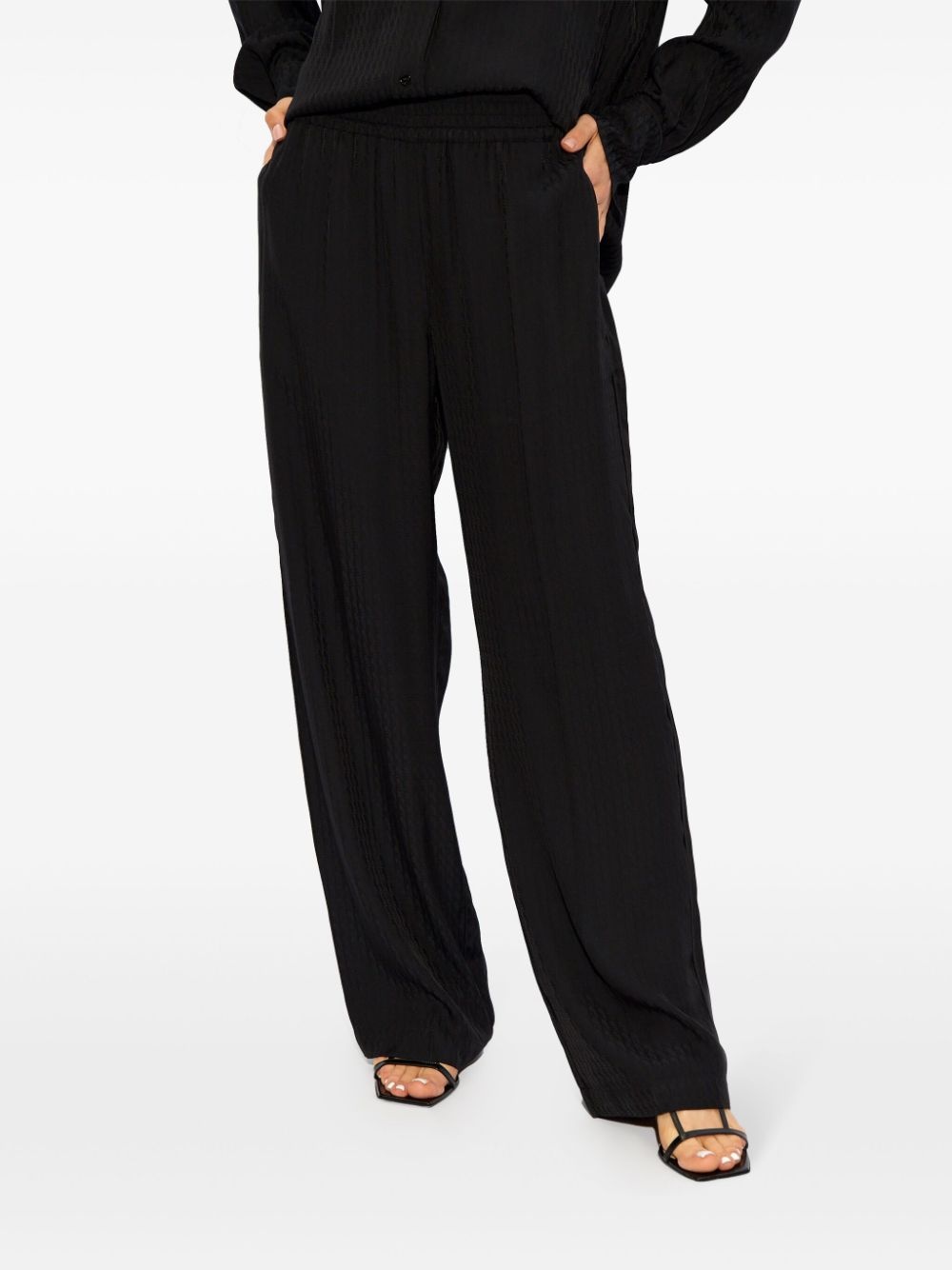monogram-jacquard wide-leg trousers - 3