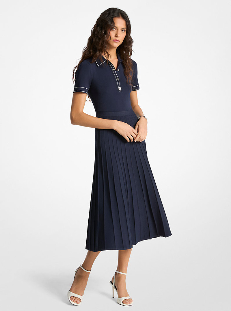 Stretch Knit Polo Midi Dress 1