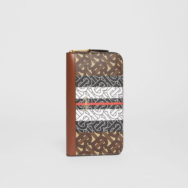 Monogram Stripe E-canvas and Leather Ziparound Wallet 4