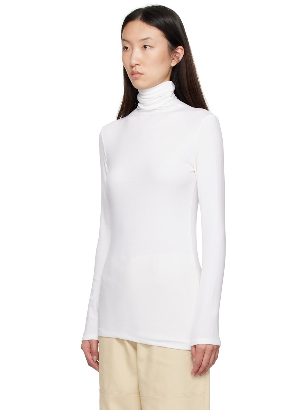 White Asymmetrical Turtleneck - 4
