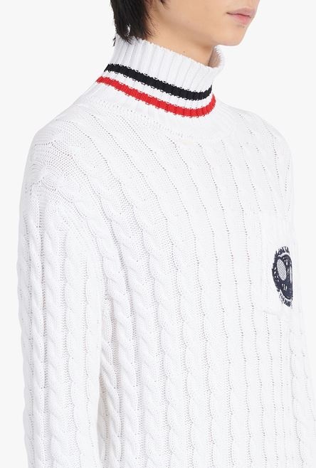 White cotton turtleneck with Balmain badge - 9